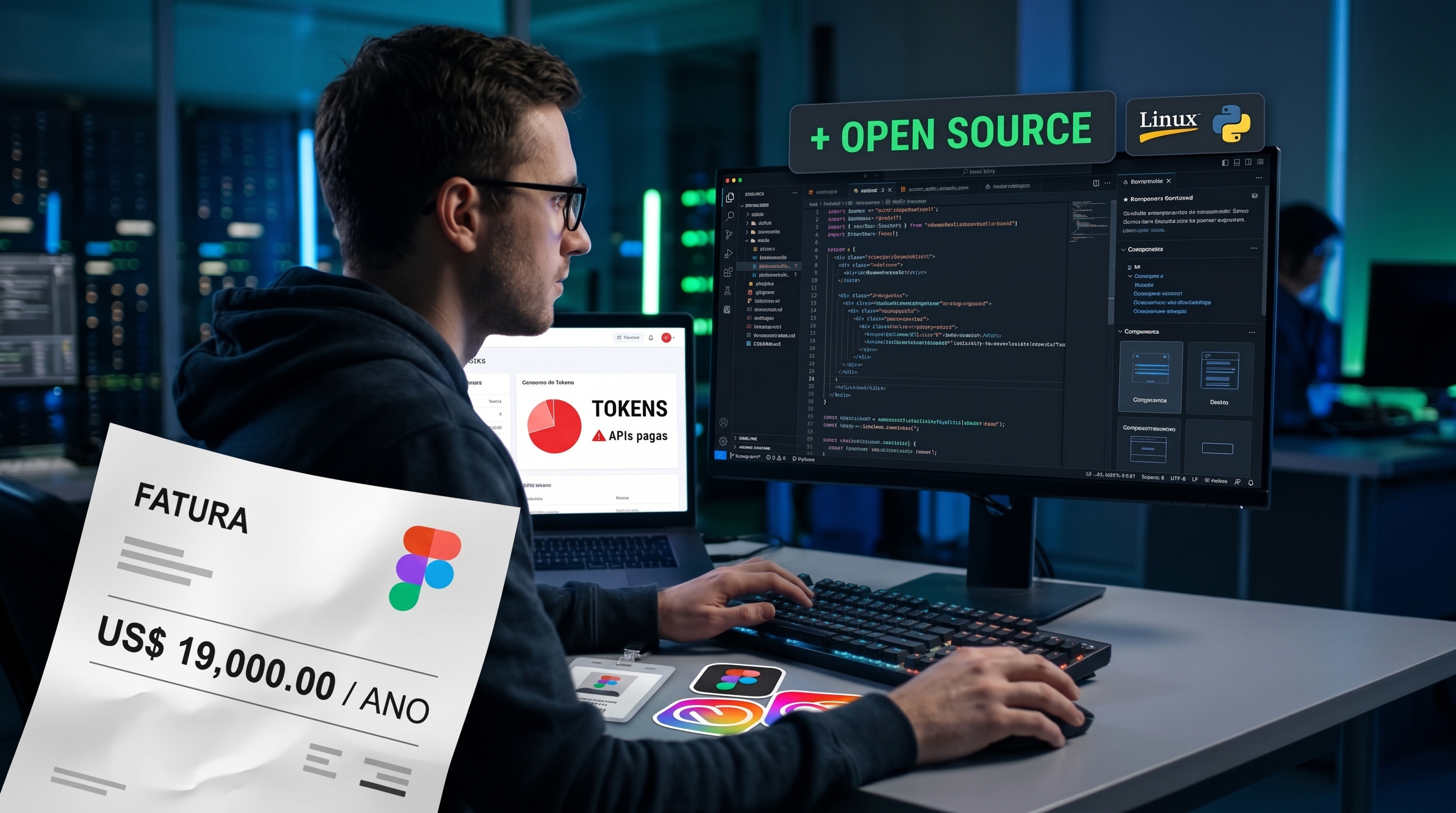 Custos e o mundo real: Figma, Adobe, Tokens e alternativas Open Source